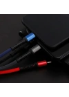 BiiShe® Işıklı Anahtarlık Model 3 in 1 USB Çıkışlı MİKRO,TYPE-C ve İphone Uyumlu Şarj Kablosu