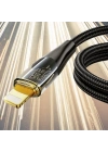 BiiShe® Led Işık Uçlu Sağlam İp Kablolu USB to Lightning Hızlı Şarj Kablosu