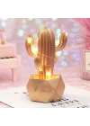 BiiShe® Led Işıklı Sevimli Kaktüs Dekoratif Masa Lambası Mini Biblo Gece Lambası-GOLD