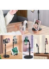 BiiShe® Masa Üstü Tablet ve Telefon Tutucu Plastik Aparat Siyah Telefon Standı