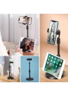 BiiShe® Masa Üstü Tablet ve Telefon Tutucu Plastik Aparat Siyah Telefon Standı