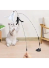 BiiShe® Vantuzlu Tüylü Zilli Olta Kedi Oyuncağı 2 Oltalı