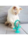 BiiShe® Vantuzlu Zilli İnteraktif Dönebilen Mama Kaplı Renkli Eğlenceli Eğitici Kedi Oyuncağı