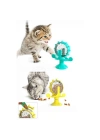BiiShe® Vantuzlu Zilli İnteraktif Dönebilen Mama Kaplı Renkli Eğlenceli Eğitici Kedi Oyuncağı