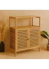 ÇOK AMAÇLI DOLAP AHŞAP BAMBU ORGANİZER RAFLI 66X33X85CM (5468)