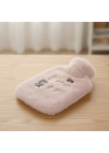 Işıklı Ayıcıklı Figürlü Pembe Peluş Sıcak Su Torbası 1 Lt – Yumuşak Kılıf, Uzun Süre Sıcak Tutan Termal Su Torbası