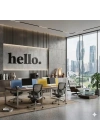 Mey İthalat® 100x35 cm Dev Boy hello. Yazılı Kırılmaz Pleksi Ayna - Premium Ofis ve Villa Antre Dekoru