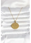 Mey İthalat® 316L Çelik Gold Renk Ayetel Kürsi Yazılı Kolye