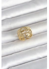 Mey İthalat® 316L Çelik Gold Renk Başak Model Kadın Yüzük