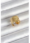 Mey İthalat® 316L Çelik Gold Renk Başak Modeli Kadın Yüzük