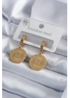 Mey İthalat® 316L Çelik Gold Renk İşleme Detay Kadın Küpe