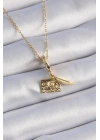 Mey İthalat® 316L Çelik Gold Renk Kalp Detay Mektup Figür Charm Model Kadın Kolye