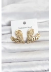 Mey İthalat® 316L Çelik Gold Renk Kalp Model Kadın Küpe