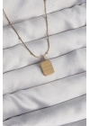 Mey İthalat® 316L Çelik Gold Renk Kare Charm Model Kolye