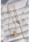 Mey İthalat® 316L Çelik Gold Renk Kare Charm Model Kolye