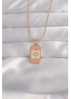 Mey İthalat® 316L Çelik Gold Renk Karışık Mineli Ay Figür Tarot Kolye