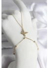 Mey İthalat® 316L Çelik Gold Renk Kelebek Model Kadın Şahmeran
