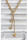 Mey İthalat® 316L Çelik Gold Renk Kelebek Sallantılı Kadın Kolye