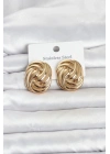 Mey İthalat® 316L Çelik Gold Renk Motif Desen Model Kadın Küpe