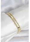 Mey İthalat® 316L Çelik Gold Renk Pullu Zincir Model Kadın Bileklik