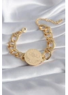 Mey İthalat® 316L Çelik Gold Renk Reşat Altın Model Samanyolu Kadın Bileklik
