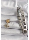 Mey İthalat® 316L Çelik Gold Renk Sallantı Zirkon Taşlı Göz Model Nomination Charm