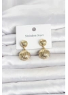 Mey İthalat® 316L Çelik Gold Renk Vintage Model Kadın Küpe
