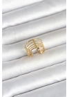 Mey İthalat® 316L Çelik Gold Renk Vintage Model Kadın Yüzük