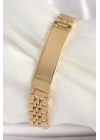 Mey İthalat® 316L Çelik Gold Renk Zincir Künye Model Erkek Bileklik