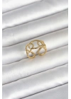 Mey İthalat® 316L Çelik Gold Renk Zincir Model Kadın Yüzük