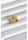 Mey İthalat® 316L Çelik Gold Renk Zincir Model Kadın Yüzük