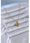 Mey İthalat® 316L Çelik Gold Renk Zirkon Detay Kalp Model Kadın Kolye