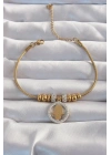 Mey İthalat® 316L Çelik Gold Renk Zirkon Taş Aksesuarlı Fatma Ana Eli Bileklik