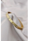 Mey İthalat® 316L Çelik Gold Renk Zirkon Taşlı Bileklik