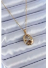 Mey İthalat® 316L Çelik Gold Renk Zirkon Taşlı Kadın Kolye