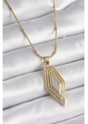 Mey İthalat® 316L Çelik Gold Renk Zirkon Taşlı Vintage Model Kadın Kolye