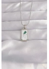 Mey İthalat® 316L Çelik Gümüş Renk Beyaz Mineli Tarot Kolye