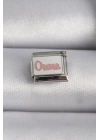 Mey İthalat® 316L Çelik Gümüş Renk Beyaz Pembe Ouma İşlemeli Nomination Charm