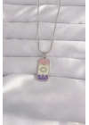 Mey İthalat® 316L Çelik Gümüş Renk Karışık Mineli Ay Figür Tarot Kolye