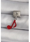 Mey İthalat® 316L Çelik Gümüş Renk Kırmızı Nota Model Nomination Charm