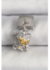 Mey İthalat® 316L Çelik Gümüş Renk Sallantı Aslan Model Nomination Charm