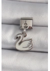 Mey İthalat® 316L Çelik Gümüş Renk Sallantı Beyaz Kuğu Model Nomination Charm