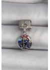 Mey İthalat® 316L Çelik Gümüş Renk Sallantı Dünya Model Nomination Charm
