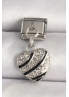 Mey İthalat® 316L Çelik Gümüş Renk Zirkon Taşlı Kalp Model Nomination Charm