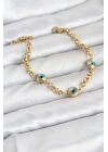 Mey İthalat® 316L Çelik Nazar Model Gold Renk Kadın Bileklik