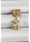 Mey İthalat® 316L Çelik Sallantılı Zirkon Taşlı Ayıcık Model Gold Renk Nomination Charm