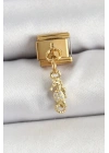 Mey İthalat® 316L Çelik Sallantılı Zirkon Taşlı Çiçek Model Gold Renk Nomination Charm