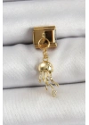 Mey İthalat® 316L Çelik Sallantılı Zirkon Taşlı Deniz Anası Model Gold Renk Nomination Charm