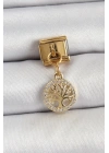 Mey İthalat® 316L Çelik Sallantılı Zirkon Taşlı Hayat Ağacı Model Gold Renk Nomination Charm