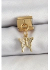 Mey İthalat® 316L Çelik Sallantılı Zirkon Taşlı Kelebek Model Gold Renk Nomination Charm